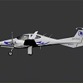 Sleek White And Blue Twin Engine Airplane With Cockpit And Modern Design