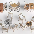 Assorted Table And Chair Sets Including Round Square Designs And Fire Pit 3d model