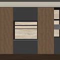 Modern Wardrobe Interior Design With Wooden Panels Black Doors And Open Shelves