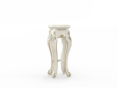 Elegant White Flower Stand With Ornate Carved Details And Decorative Legs For Home Decor 3d model