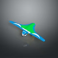 Blue And Green Bird With White Edges Gliding On Gray Background With Reflection