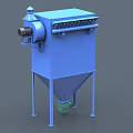 Blue Industrial Bag Filter Equipment With Motorized Dust Collection System And Steel Frame
