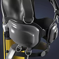 Diving Suit With Harness Yellow Oxygen Tank And Black Flippers For Diving