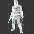 Mandalorian Game Movie Character in Silver Armor with Blaster and Helmet