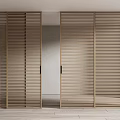 Modern Wooden Sliding Doors With Vertical Slats For Minimalist Interior Space