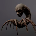 Sci Fi Horror Game Movie Character With Skull Head Curved Body And Insect Legs