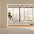 Comfortable White Bean Bag Chair In Modern Minimalist Interior With Large Window And Green Plant