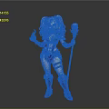 Fantasy Female Character Design With Twin Ponytails Horns Skull Staff And Green Flame
