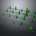 Green Plants in Grid Arrangement with Various Heights Neatly Placed on Flat Surface