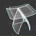 Wooden Stool With Red Patterned Cushion And Modern Curved Leg Design