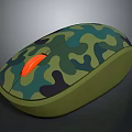Camouflage Pattern Wireless Computer Mouse With Green Black And Orange Design