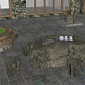 Modern Ecological Stone Table and Chair Courtyard Stone Bench Courtyard Table and Chair Stone Table Stone Bench Stone Table and Chair Table and Chair Combination 3d model