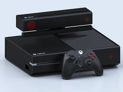 Sleek Black Gaming Console With Wireless Controller For Digital Gaming Entertainment 3d model