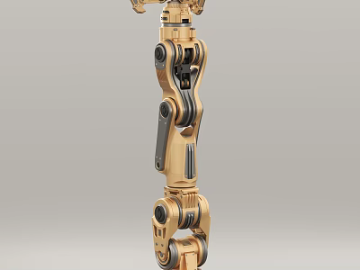 Smart Machine Golden Robotic Arm With Multiple Metal Joints And Mechanical Structure 3d model