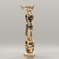 Smart Machine Golden Robotic Arm With Multiple Metal Joints And Mechanical Structure 3d model