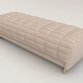 Modern Beige Upholstered Sofa Bench With Tufted Design And Golden Legs
