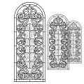 Elegant Decorative Stained Glass Window with Detailed Scrollwork and Vibrant Glass Panels for Interior Design