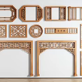 Traditional Wooden Carved Windows With Various Shapes Decorative Patterns And Classic Chinese Design