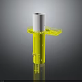 Modern Yellow Architectural Design With White Cylindrical Top Metal Frame Platform And Ladder