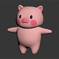 Cute Pink Pig Doll With Open Arms And Pink Cheek Circles On Dark Background