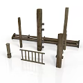 Wooden Structural Components Featuring Posts Railings And Connected Parts