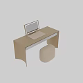 Modern Dressing Table With Gold Frame Glass Top Mirror White Drawers And Upholstered Stool