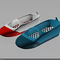 Red And Blue White Casual Shoes With Checkerboard And Small Red Patterns