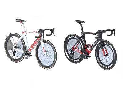 Stylish Road Bicycles With White Red And Black Red Frames And Lightweight Carbon Design 3d model