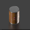 Orange Barrel with Silver Lid and Red Diamond Sign on Blue Background