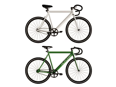White And Green Bicycles With Curved Handlebars And Minimalist Frame Design 3d model