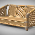Outdoor Public Bench Made Of Bamboo With Woven Design And Durable Structure