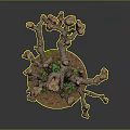Decorative Tree Plant With Brown Trunk Branches And Green Leaves On Round Base