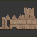 Wooden Building Blocks Castle Shaped Construction With Towers Walls And Arches