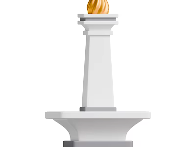 Classical European Architecture White Column With Golden Top And Pedestal Base 3d model