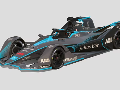 Black And Blue ABB Julius Bär Allianz Streamlined Electric Race Car 3d model