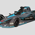 Black And Blue ABB Julius Bär Allianz Streamlined Electric Race Car