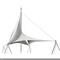 Modern Tensile Membrane Canopy Design With White Fabric And Steel Support Structure