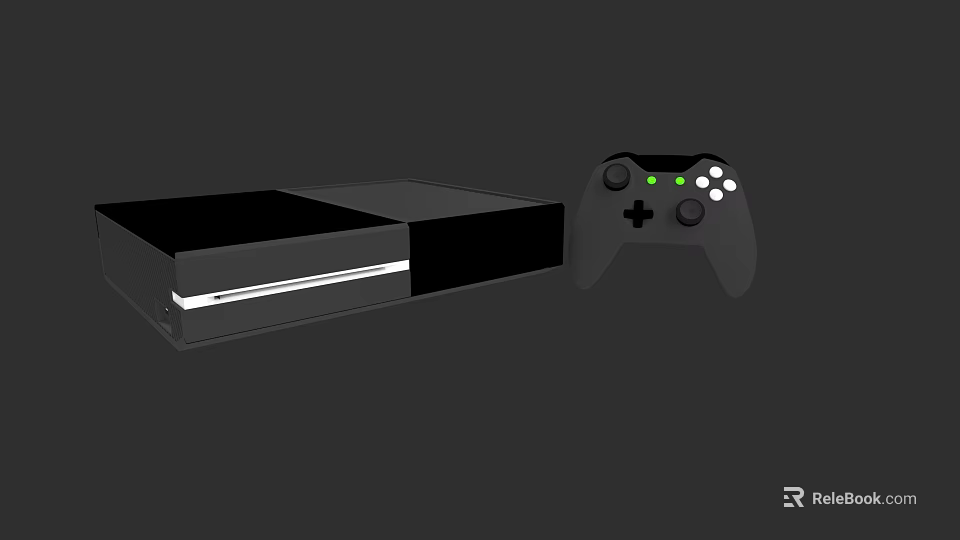 Modern Black Game Console With Wireless Controller For Home Gaming Entertainment 3d model 