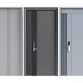 Modern Security Doors With Gray Blue Colors And Vertical Striped Designs 3d model