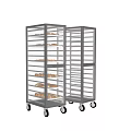 Transparent Door Mobile Metal Bakery Racks With Bread Loaves On Wheels 3d model