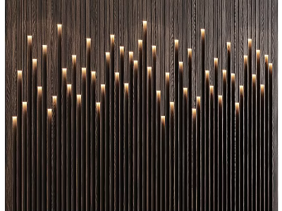 Modern Wall Decor With Dark Slats And Integrated Lighting 3d model