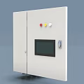 Industrial Electrical Control Cabinet with Multiple Circuit Breakers and Organized Wiring System