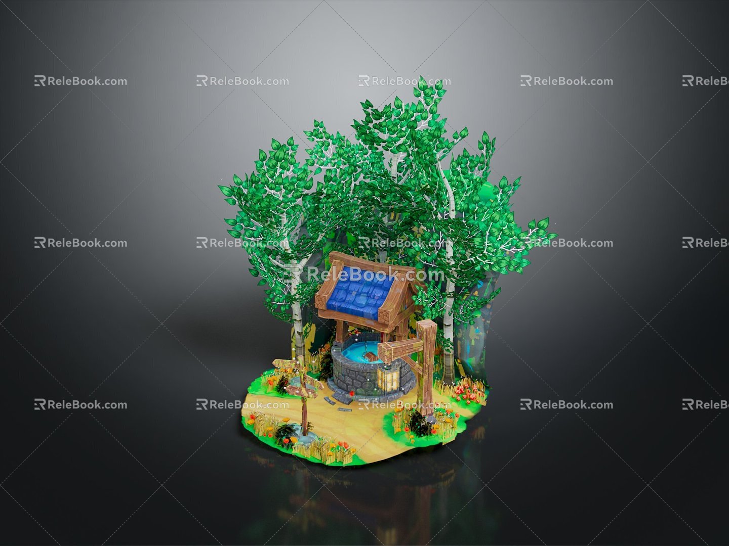 Winch well water well ancient well 3d model