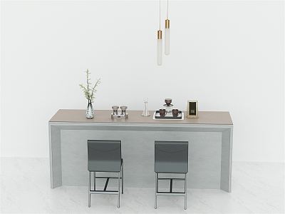 Modern Bar Chair Combination Bar Table Bar Chair Bar Table Small Chandelier 3d model