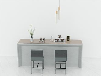 Modern Bar Chair Combination Bar Table Bar Chair Bar Table Small Chandelier 3d model