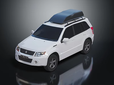 White Modern SUV With Black Roof Box And Sleek Exterior Design 3d model