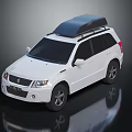 White Modern SUV With Black Roof Box And Sleek Exterior Design