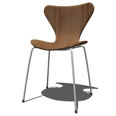 Modern Leisure Chair Featuring Wooden Seat Back And Metal Legs Design 3d model