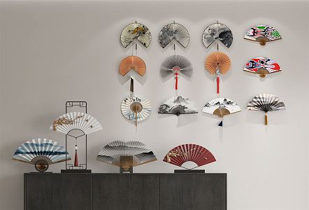 New Chinese Style Fan Hanging Fan Ornaments 3d model