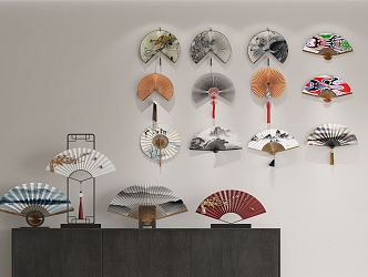 New Chinese Style Fan Hanging Fan Ornaments 3d model